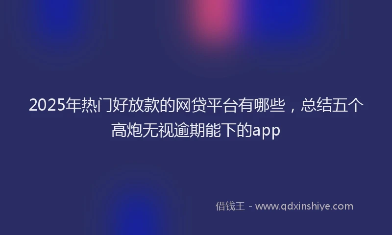 2025年热门好放款的网贷平台有哪些，总结五个高炮无视逾期能下的app