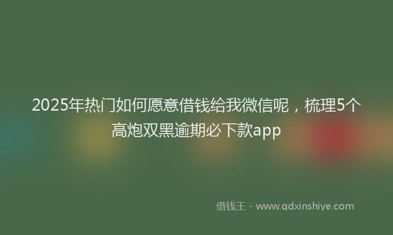 2025年热门如何愿意借钱给我微信呢，梳理5个高炮双黑逾期必下款app