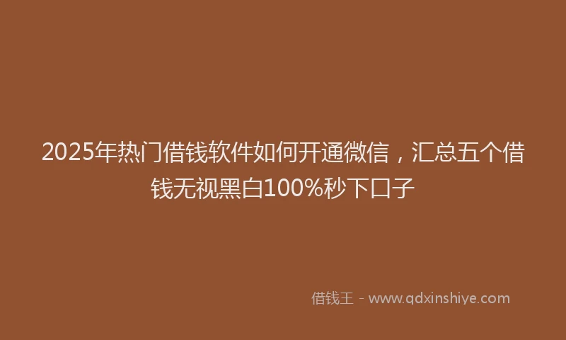 2025年热门借钱软件如何开通微信，汇总五个借钱无视黑白100%秒下口子