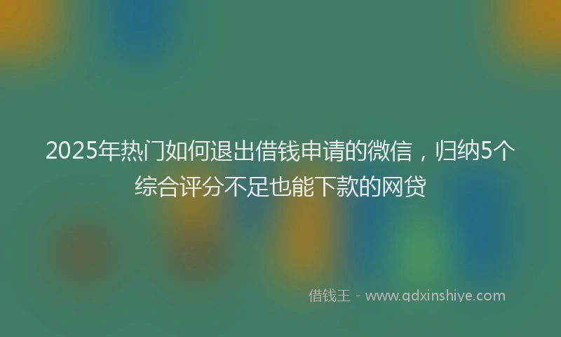 2025年热门如何退出借钱申请的微信，归纳5个综合评分不足也能下款的网贷