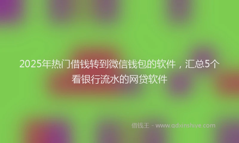 2025年热门借钱转到微信钱包的软件，汇总5个看银行流水的网贷软件