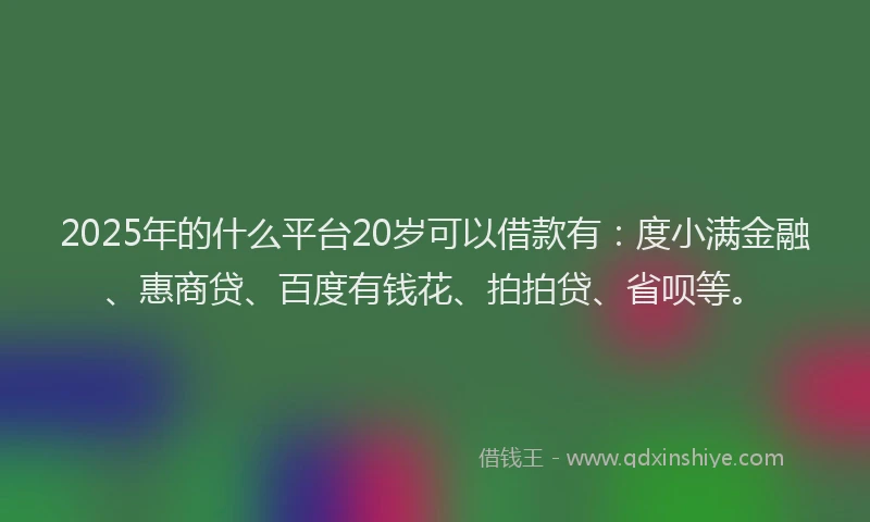 2025年的什么平台20岁可以借款有：度小满金融、惠商贷、百度有钱花、拍拍贷、省呗等。