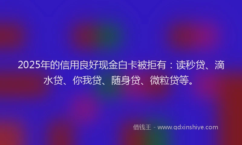 2025年的信用良好现金白卡被拒有：读秒贷、滴水贷、你我贷、随身贷、微粒贷等。