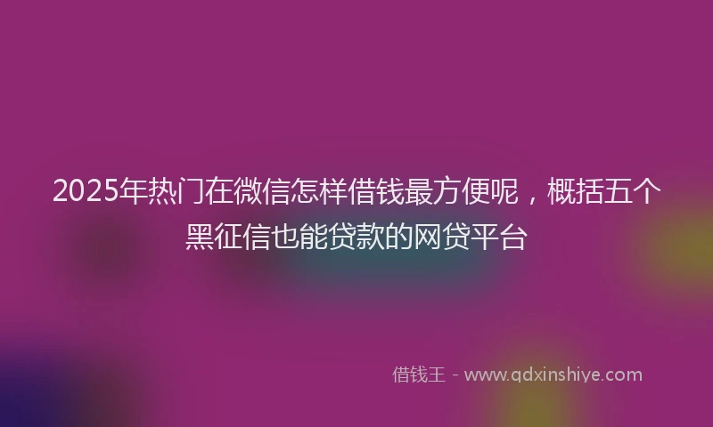 2025年热门在微信怎样借钱最方便呢，概括五个黑征信也能贷款的网贷平台