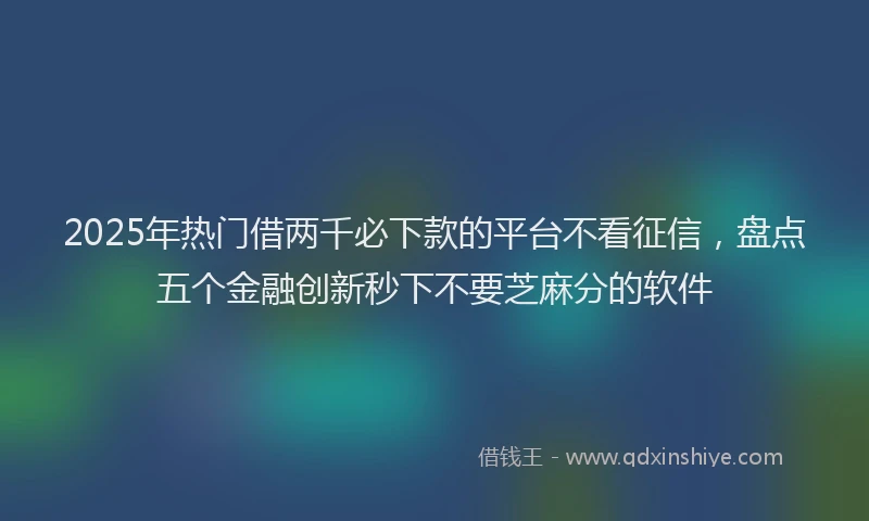 2025年热门借两千必下款的平台不看征信，盘点五个金融创新秒下不要芝麻分的软件