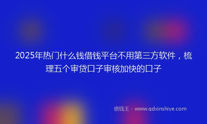 2025年热门什么钱借钱平台不用第三方软件，梳理五个审贷口子审核加快的口子