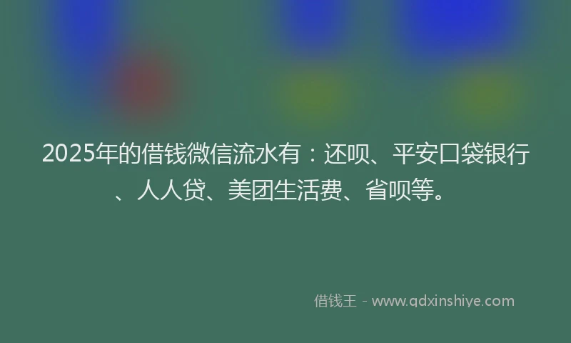 2025年的借钱微信流水有：还呗、平安口袋银行、人人贷、美团生活费、省呗等。