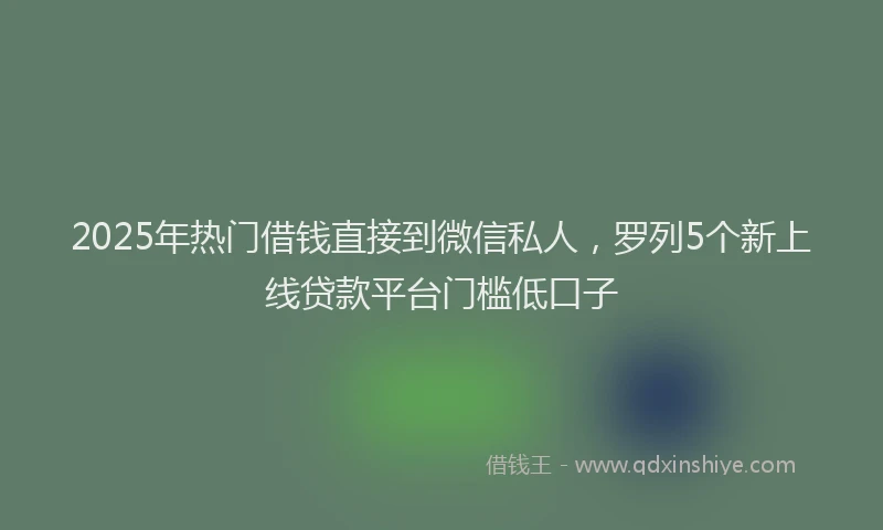 2025年热门借钱直接到微信私人，罗列5个新上线贷款平台门槛低口子
