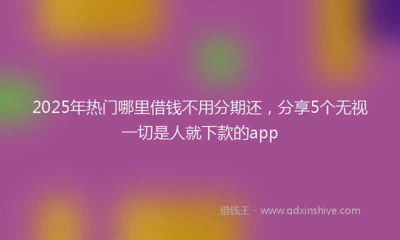 2025年热门哪里借钱不用分期还，分享5个无视一切是人就下款的app
