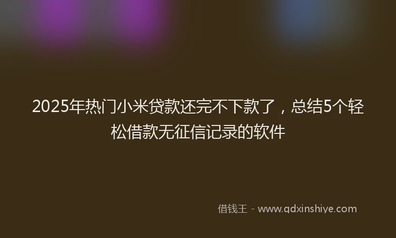 2025年热门小米贷款还完不下款了，总结5个轻松借款无征信记录的软件
