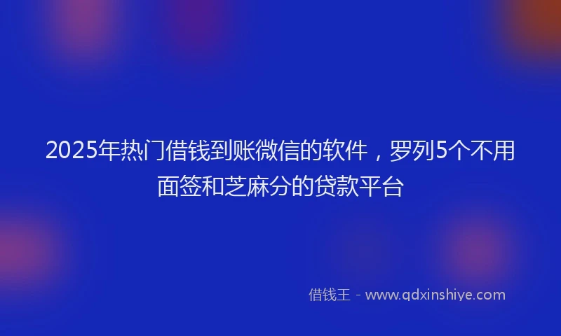 2025年热门借钱到账微信的软件，罗列5个不用面签和芝麻分的贷款平台