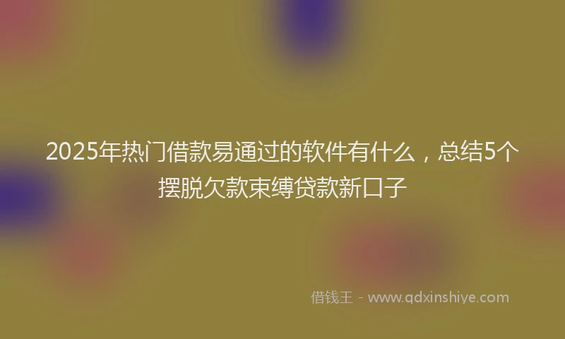2025年热门借款易通过的软件有什么，总结5个摆脱欠款束缚贷款新口子