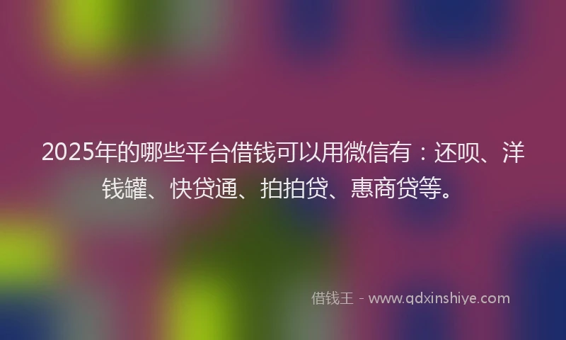 2025年的哪些平台借钱可以用微信有：还呗、洋钱罐、快贷通、拍拍贷、惠商贷等。