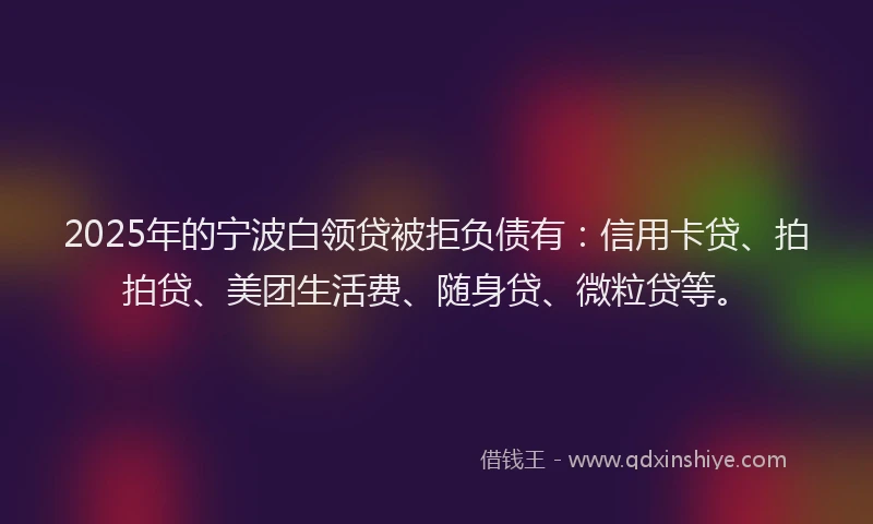 2025年的宁波白领贷被拒负债有：信用卡贷、拍拍贷、美团生活费、随身贷、微粒贷等。