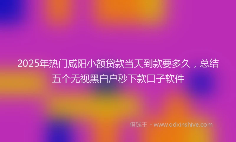 2025年热门咸阳小额贷款当天到款要多久，总结五个无视黑白户秒下款口子软件
