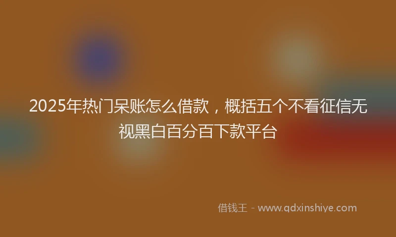 2025年热门呆账怎么借款，概括五个不看征信无视黑白百分百下款平台