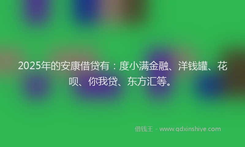 2025年的安康借贷有：度小满金融、洋钱罐、花呗、你我贷、东方汇等。