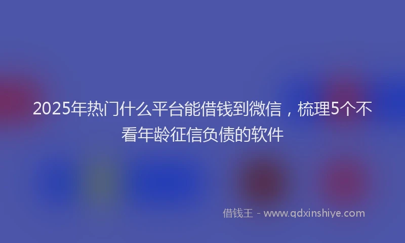 2025年热门什么平台能借钱到微信，梳理5个不看年龄征信负债的软件