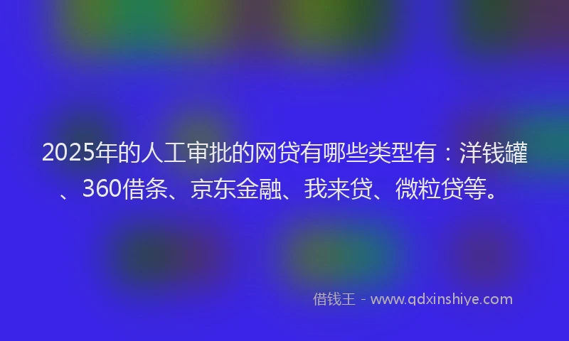 2025年的人工审批的网贷有哪些类型有：洋钱罐、360借条、京东金融、我来贷、微粒贷等。