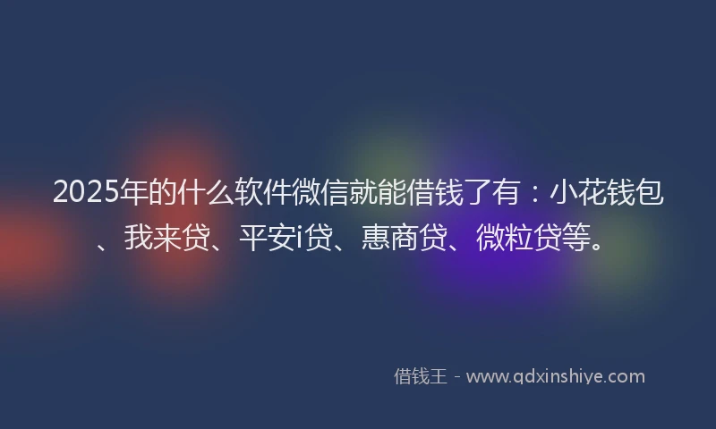 2025年的什么软件微信就能借钱了有：小花钱包、我来贷、平安i贷、惠商贷、微粒贷等。