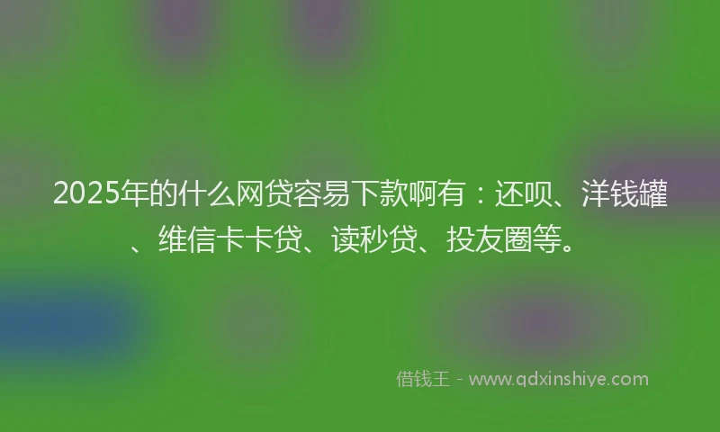 2025年的什么网贷容易下款啊有：还呗、洋钱罐、维信卡卡贷、读秒贷、投友圈等。