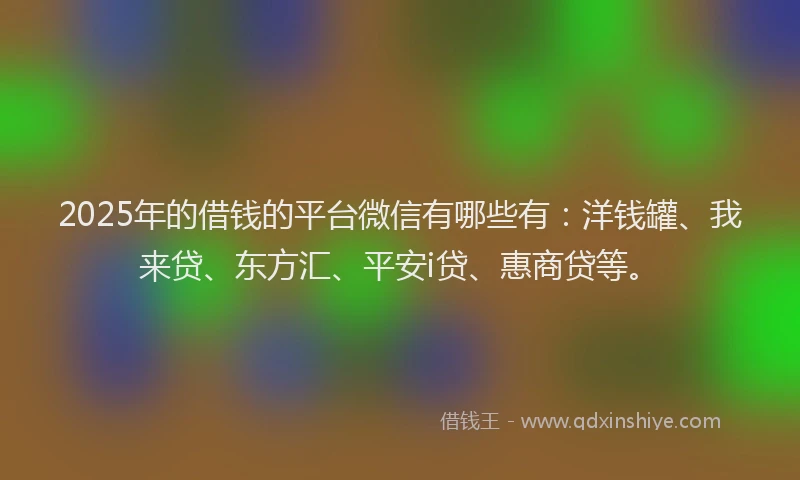 2025年的借钱的平台微信有哪些有：洋钱罐、我来贷、东方汇、平安i贷、惠商贷等。