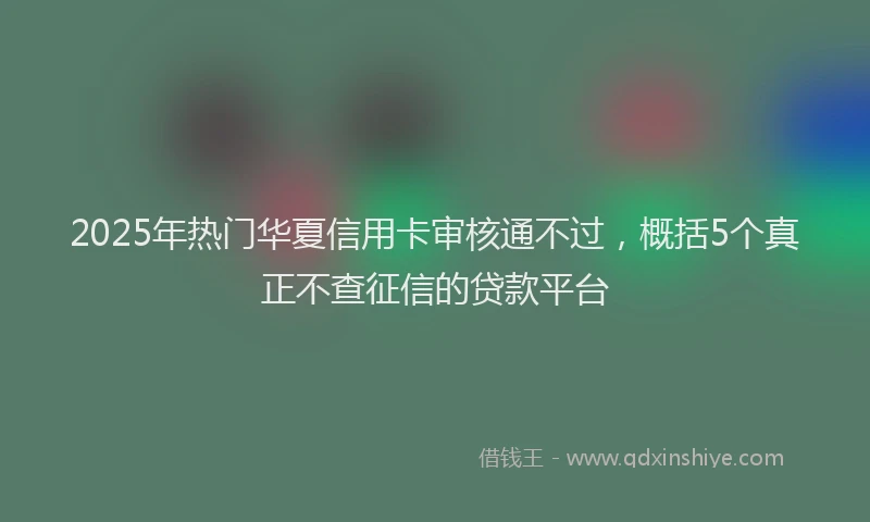 2025年热门华夏信用卡审核通不过，概括5个真正不查征信的贷款平台