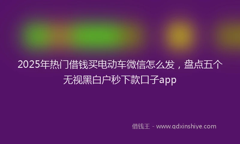 2025年热门借钱买电动车微信怎么发，盘点五个无视黑白户秒下款口子app