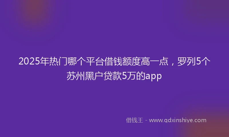 2025年热门哪个平台借钱额度高一点，罗列5个苏州黑户贷款5万的app