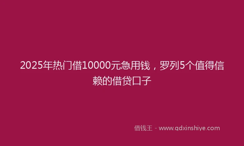 2025年热门借10000元急用钱，罗列5个值得信赖的借贷口子