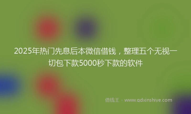2025年热门先息后本微信借钱，整理五个无视一切包下款5000秒下款的软件