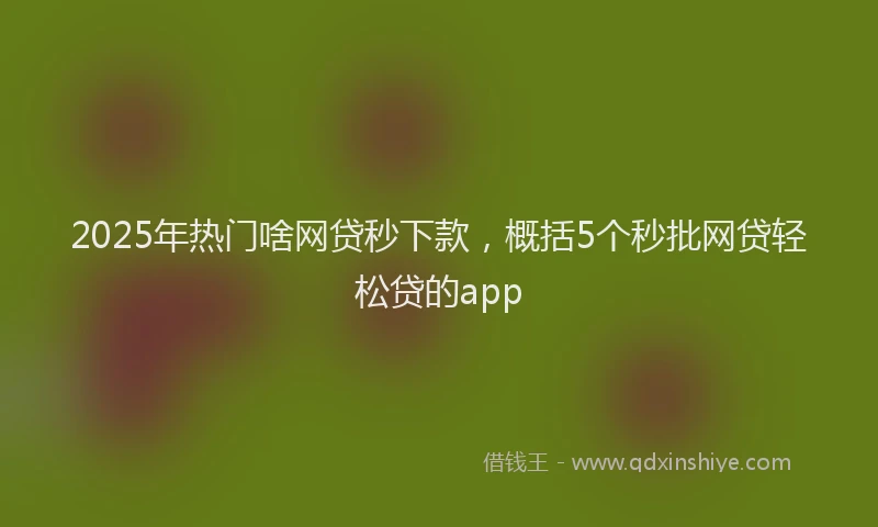2025年热门啥网贷秒下款，概括5个秒批网贷轻松贷的app