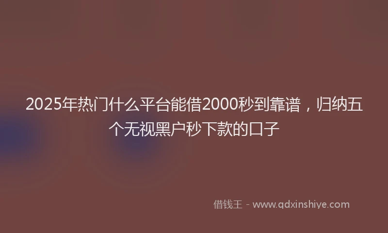 2025年热门什么平台能借2000秒到靠谱，归纳五个无视黑户秒下款的口子