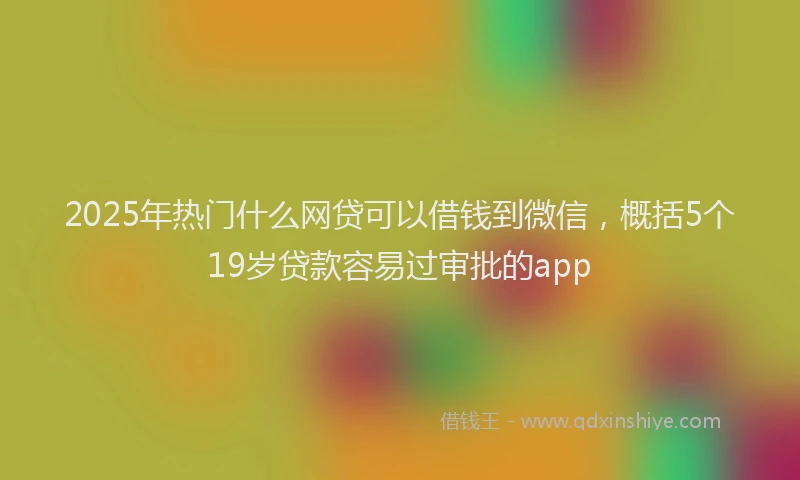 2025年热门什么网贷可以借钱到微信，概括5个19岁贷款容易过审批的app