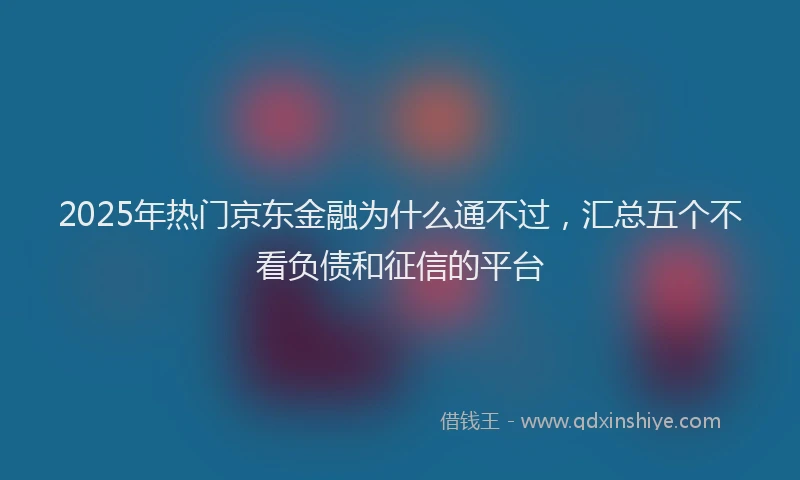 2025年热门京东金融为什么通不过，汇总五个不看负债和征信的平台