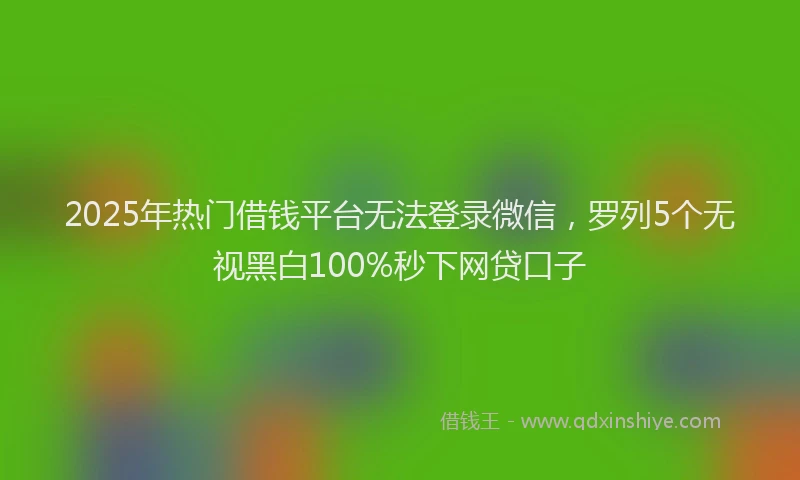 2025年热门借钱平台无法登录微信，罗列5个无视黑白100%秒下网贷口子