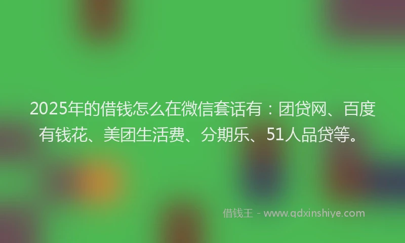 2025年的借钱怎么在微信套话有：团贷网、百度有钱花、美团生活费、分期乐、51人品贷等。