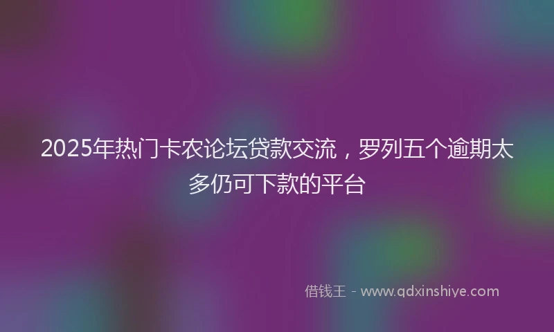 2025年热门卡农论坛贷款交流，罗列五个逾期太多仍可下款的平台