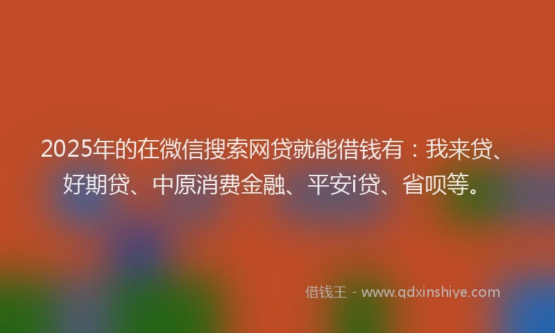 2025年的在微信搜索网贷就能借钱有：我来贷、好期贷、中原消费金融、平安i贷、省呗等。