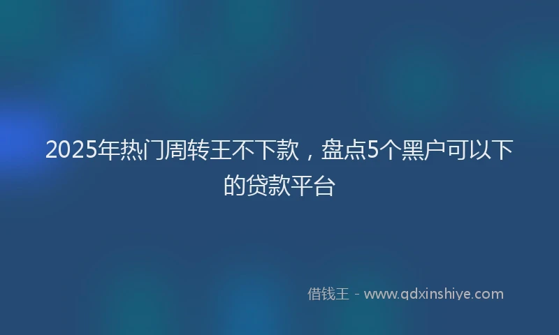 2025年热门周转王不下款，盘点5个黑户可以下的贷款平台