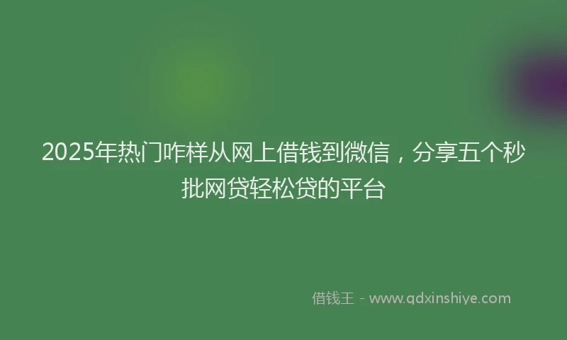 2025年热门咋样从网上借钱到微信，分享五个秒批网贷轻松贷的平台