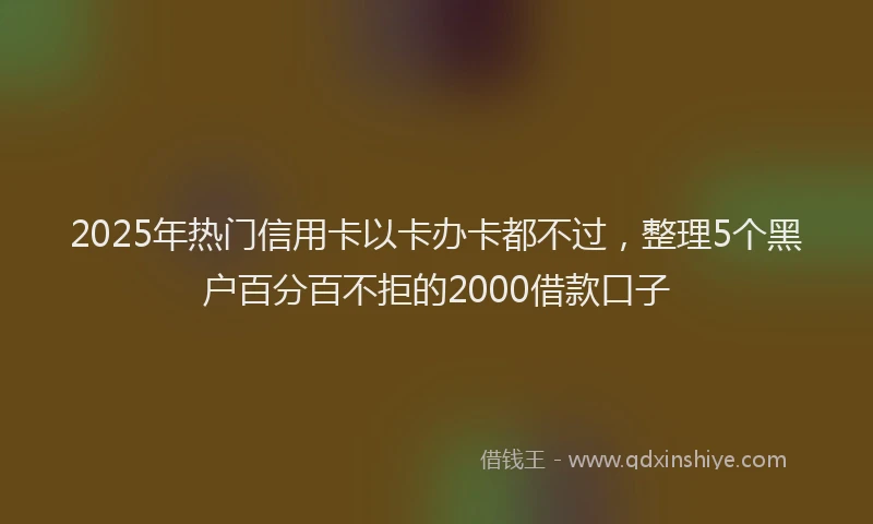 2025年热门信用卡以卡办卡都不过，整理5个黑户百分百不拒的2000借款口子