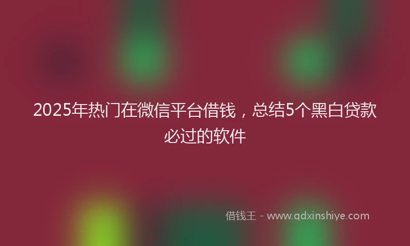 2025年热门在微信平台借钱，总结5个黑白贷款必过的软件