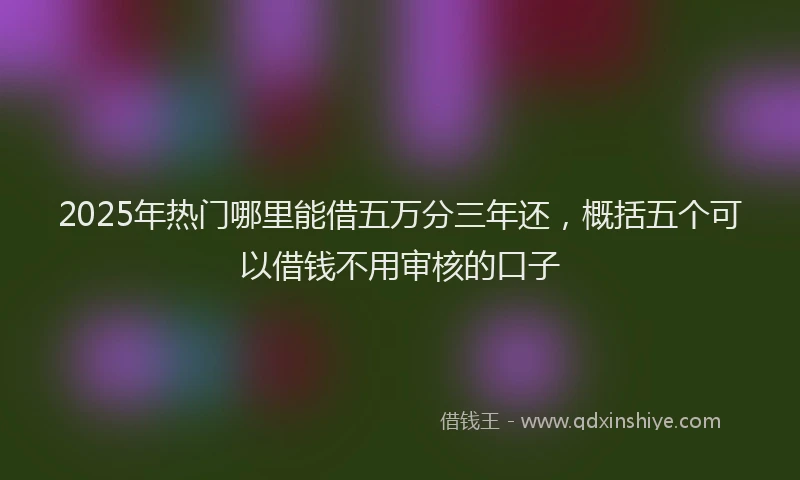 2025年热门哪里能借五万分三年还，概括五个可以借钱不用审核的口子