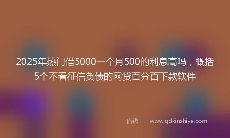 2025年热门借5000一个月500的利息高吗，概括5个不看征信负债的网贷百分百下款软件