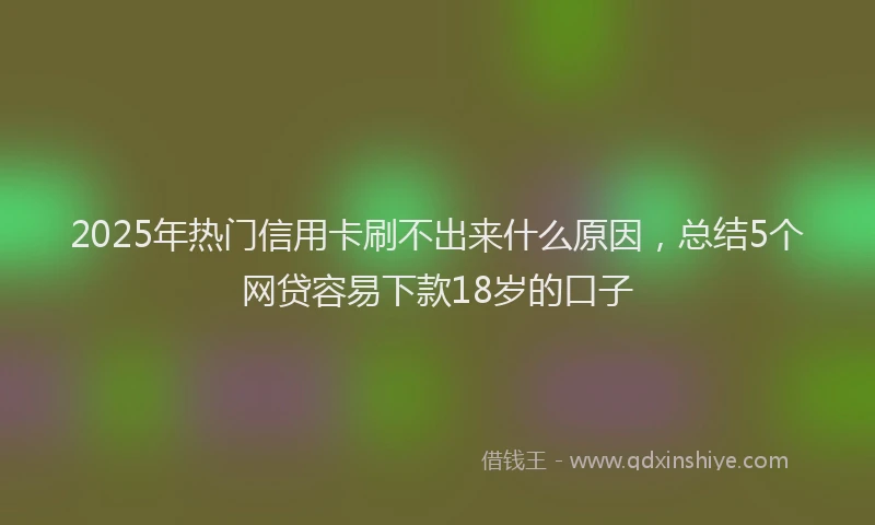 2025年热门信用卡刷不出来什么原因，总结5个网贷容易下款18岁的口子