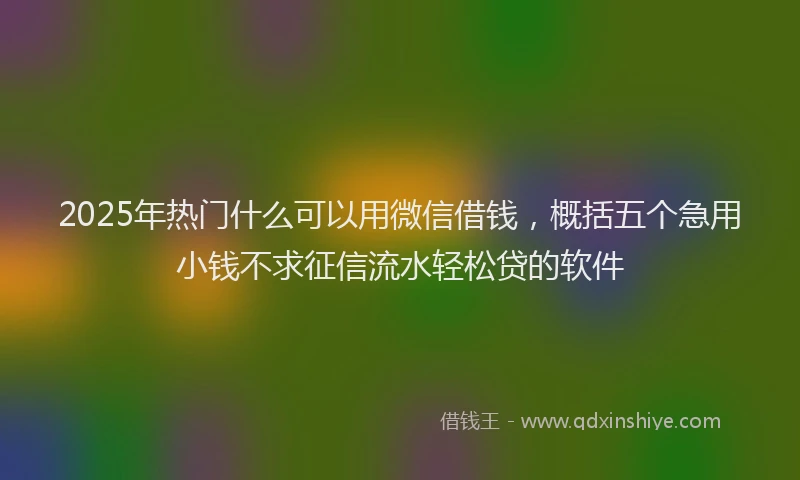 2025年热门什么可以用微信借钱，概括五个急用小钱不求征信流水轻松贷的软件