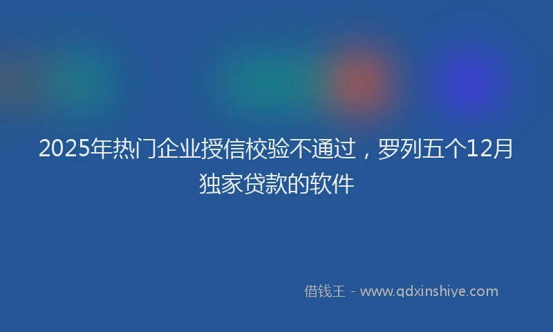 2025年热门企业授信校验不通过，罗列五个12月独家贷款的软件
