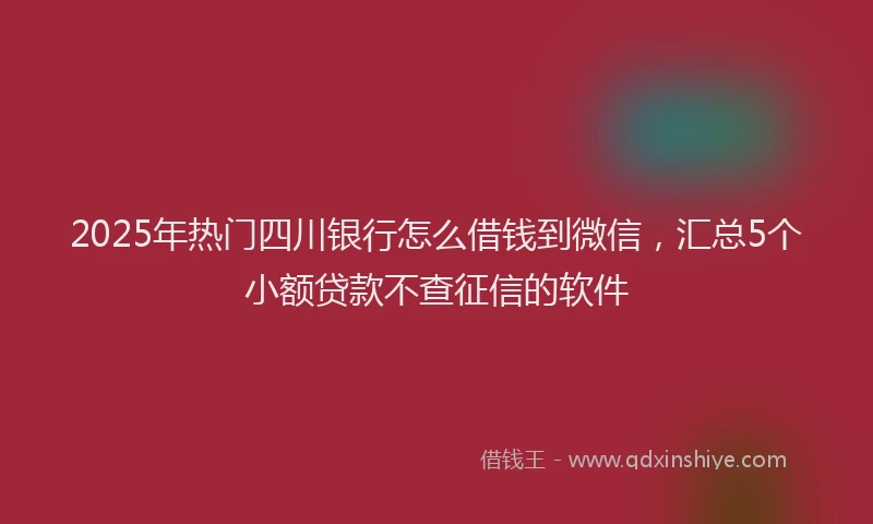 2025年热门四川银行怎么借钱到微信，汇总5个小额贷款不查征信的软件