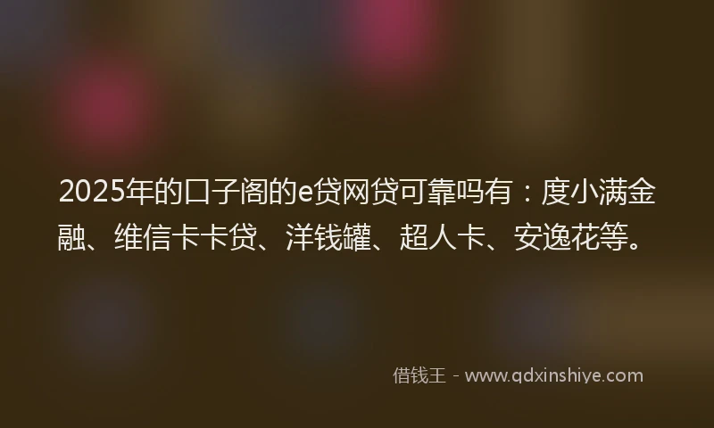 2025年的口子阁的e贷网贷可靠吗有：度小满金融、维信卡卡贷、洋钱罐、超人卡、安逸花等。